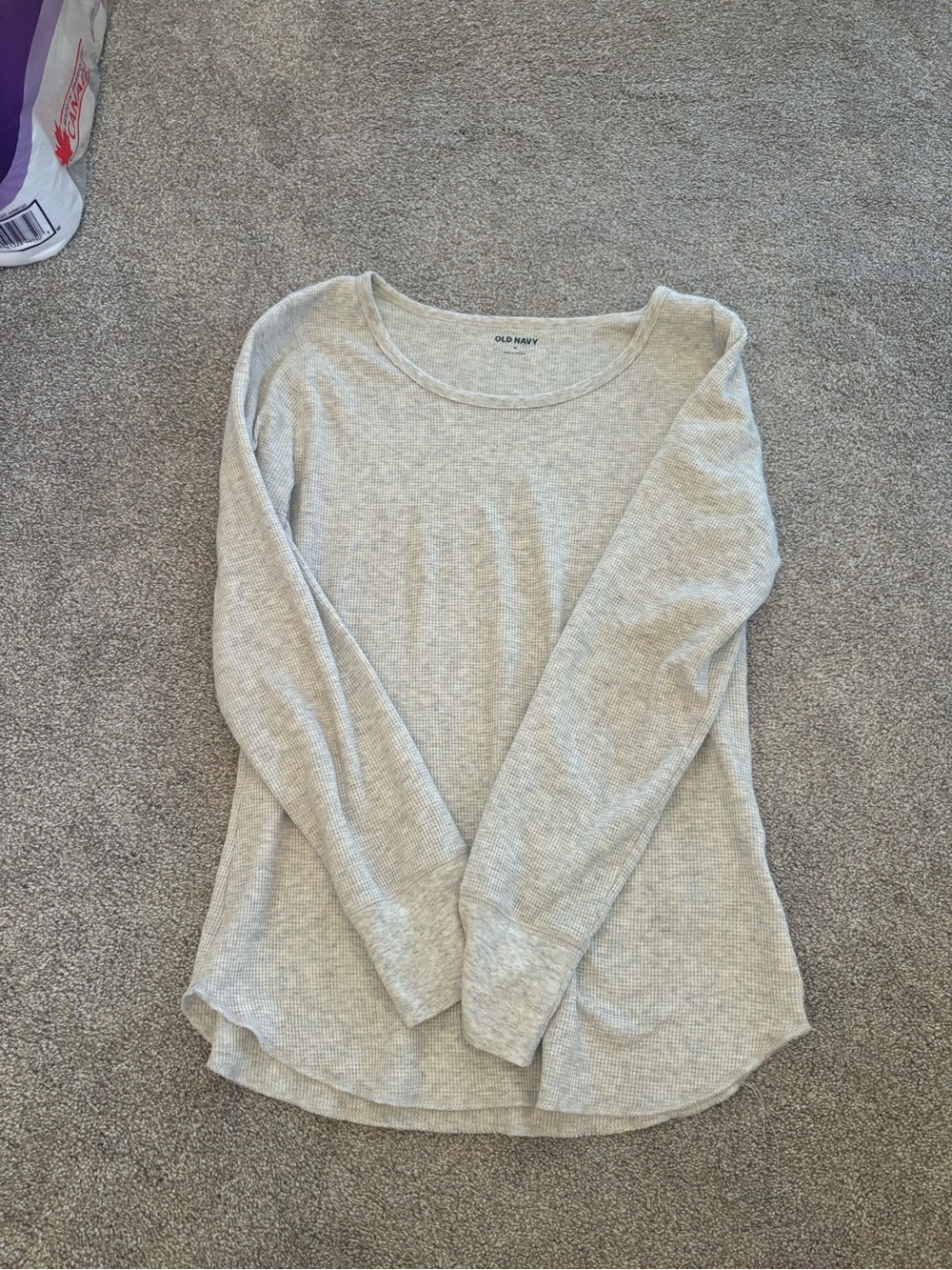 Old Navy Women's Light Gray Long Sleeve Scoop Neck Top